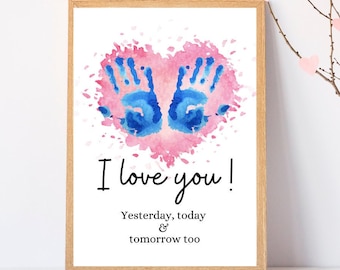 I Love You DIY Handprint Art, Heart Love, Kids Handprint Craft