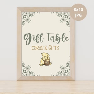 Gift Table Sign, Classic Winnie The Pooh, for Birthday Baby Shower Table Sign, Little Hunny Party Poster Decoration, DIGITAL Download 10x8
