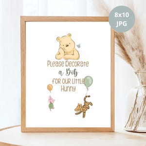 "Dekorieren Sie ein Bib-Schild, Babyparty-Spiel, ""Winnie The Pooh"", Vintage ""Pooh & Friends"", Babyparty-Tischschild, Party Poster Dekor."