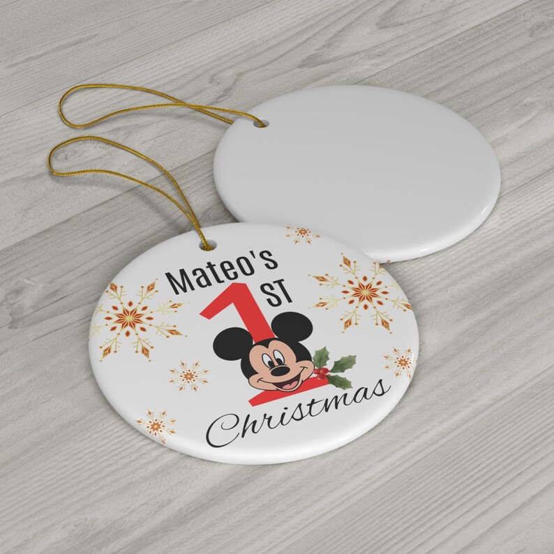 Custom Disney First Christmas, Mickey Mouse Christmas Ornament, Baby