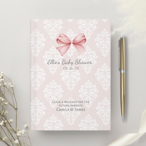 Pink Bow coquette guest book, Bow Guest Book, Baby Girl Shower, Custom Pink Guestbook, Wishes for Baby, Advice for Parents, Baby Advice book