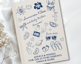Summer Baby Shower Guestbook, Advice And Wishes for Baby, Seashell Coastal Theme, Beach Baby Shower, Sunshine Summer Vibes & Baby