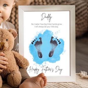 No importa cuán grandes sean estas manos, GIF de la huella de la mano del niño de papá, tarjeta imprimible del Día del Padre, regalo de papá, huella de mano de bebé, bricolaje
