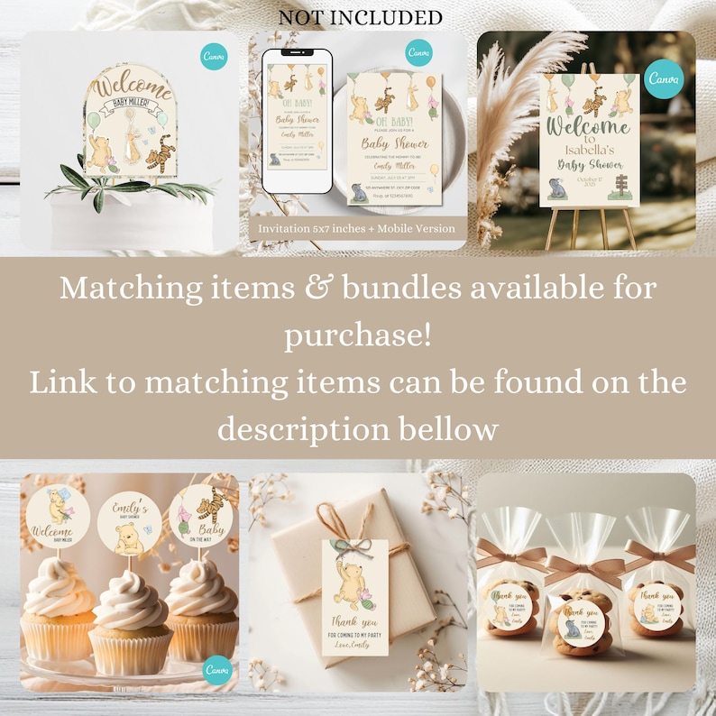 May include: A Winnie the Pooh themed baby shower invitation with a light brown background and a Winnie the Pooh character holding a balloon. The invitation says "Oh Baby!" and "Baby Shower".
