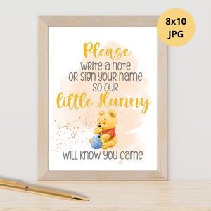 DIGITAL Download 10x8 Baby Shower Sign, Classic Winnie The Pooh, for Birthday Baby Shower Table Sign, Little Hunny Party Poster Decoration