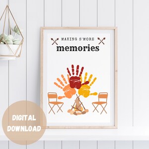 Making s&#39;more memories, Campfire Handprint Art, Summer Handprint Craft, Preschool Craft, Pre K Craft, daycare craft, Camping DIY activities