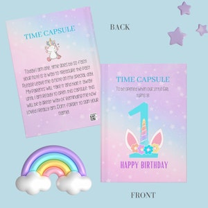 Unicorn Rainbow 1st Birthday, Unicorn Time Capsule, Magical Party, Girl Pink Pastel birthday, Rainbow 1st birthday, baby girl Birthday