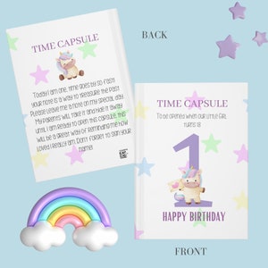 Unicorn 1st Birthday Time Capsule, Baby Unicorn Time Capsule, Magical Unicorn 1st Birthday, Girl Pink Pastel, First Birthday Unicorn