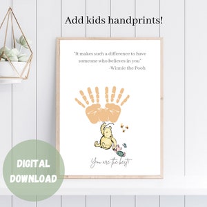 Idées de cadeaux d'appréciation de l'enseignant, Winnie l'ourson Fingerprint Art, cadeau de remerciement de l'enseignant, Thumbprint Art, cadeau de l'enseignant de fin d'année