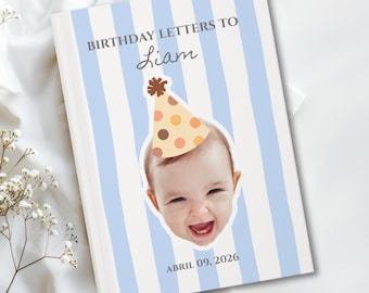 Custom Birthday Letters Personalized Kids Face Photo Hardcover Journal | Custom Memory Book for New Mom