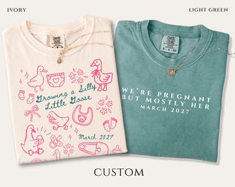 Funny Goose Couple Pregnancy Announcement Comfort Colors Shirts, Growing a Silly Little Goose, Pregnant Reveal Tee, Future Mom Dad Parents