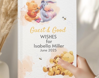 Custom Baby Winnie the Pooh Guestbook, Guest & Good Wishes for baby Guestbook, Baby Shower Guestbook, Parents To Be, Baby Shower Decorations