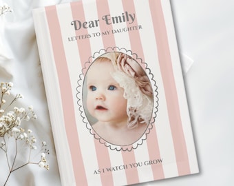 Custom Letters To My Daughter or Son, Personalized Baby Name Notebook, Stripe Dear Baby Name Journal, Baby Shower Memory Book