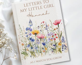 Custom Letters to My Daughter Journal, Personalized Name Memory Book, Wildflowers Keepsake Notebook, Baby Girl Shower Gift for New Mom