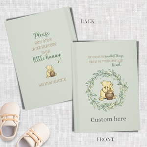 Custom Winnie the Pooh Guest Book Alternative, Personalized Classic Pooh Guestbook, Wishes for baby Guestbook, Mom To Be, Baby Shower Decor