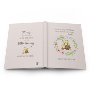 Classic Pooh Guestbook, Baby Shower Girl Guest Book, Wishes for baby Guestbook, baby shower sign, Parents To Be, Pink Baby Shower Decoration afbeelding 9