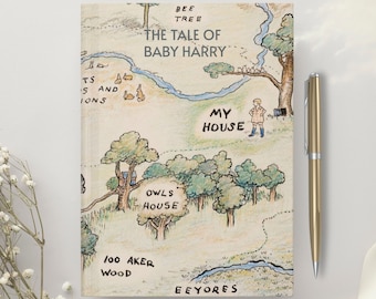 CUSTOM Classic Winnie the Pooh JOURNAL, Original 100 Acre Wood Map, Winnie The Pooh Journal, Pregnancy Baby Gift, Baby Shower Gift