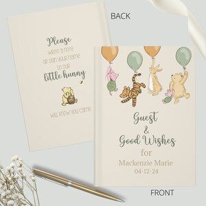 1st Birthday Guestbook, Classic Winnie the Pooh, Wishes for baby Guestbook, Vintage Pooh Birthday party, pooh and friends birthday party