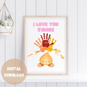 I love you s&#39;more, Campfire Handprint Art, Summer Handprint Craft, Preschool Craft, Pre K Craft, daycare craft, Camping DIY activities