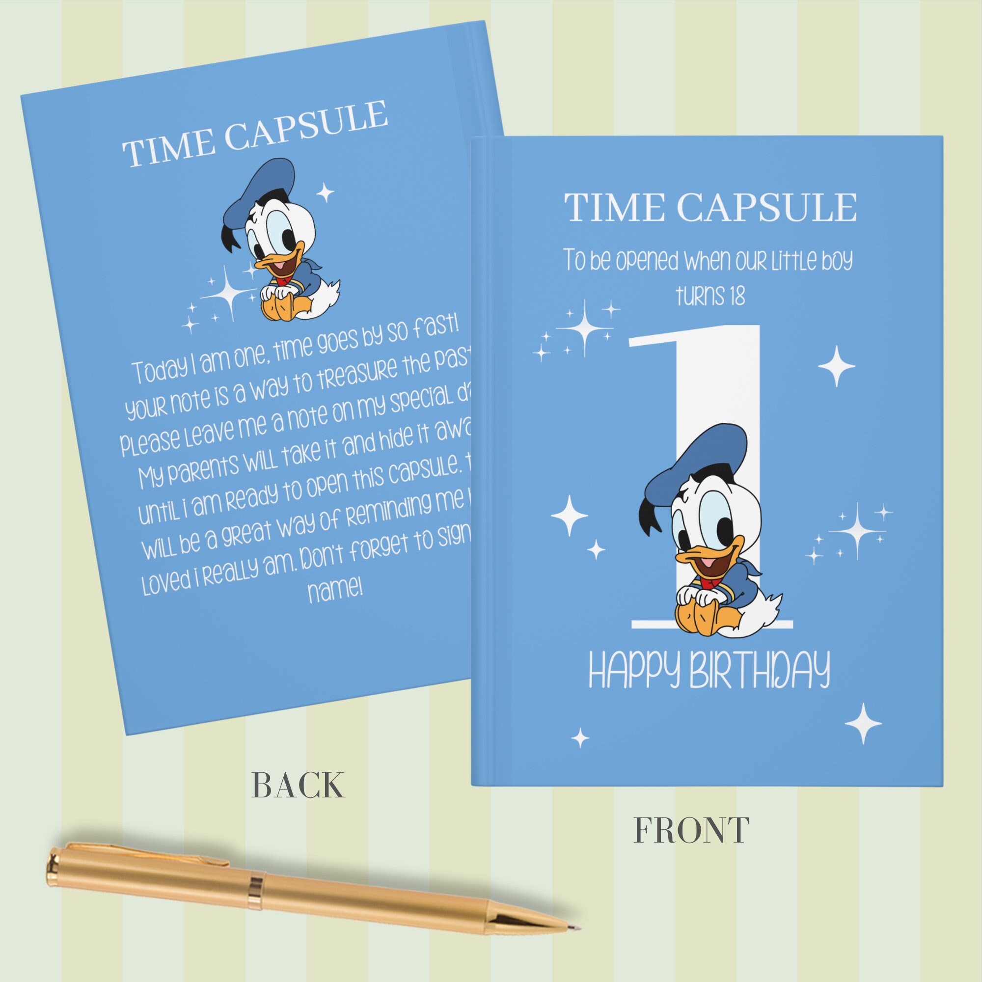Baby Donald Duck Blue First Birthday, 1st Birthday Guestbook Baby Donald Duck Blue First Birthday, 1st Birthday Guestbook