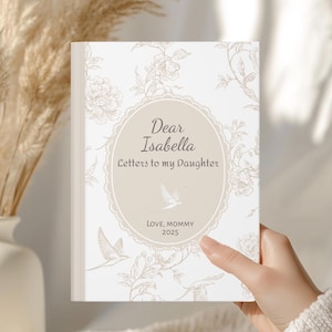 Personalized Letters to My Daughter Journal, Custom Name Memory Book, Custom French Toile Keepsake Notebook, New mom of baby girl gift