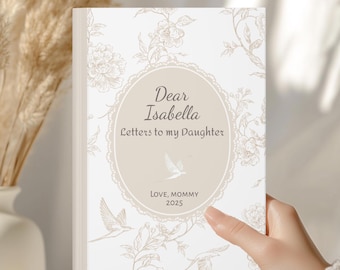 Personalized Letters to My Daughter Journal, Custom Name Memory Book, Custom French Toile Keepsake Notebook, New mom of baby girl gift