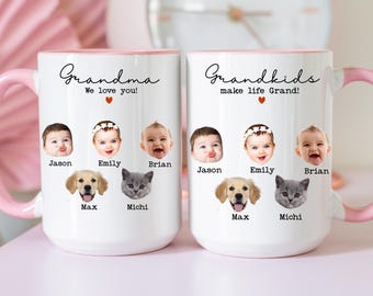 Personalized Mug with Kids Photo, Custom Baby Face Mug, GIGi Birthday Gift, Picture Coffee Mug for Grandma, Grandkids Photo Gift for Nana
