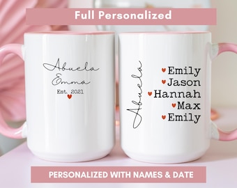 Custom mug for Grandma, Mom, Gift Ideas For Nana, Gigi, Customized Coffee Mug, Gifts From Grandkids, Abuela Mug with Grandkids Names