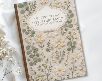 Custom Letters To My Little Girl, Dear Daughter Journal, Personalized Wildflowers Name Book, New Mom Gift Cottagecore IMITATION embroidery