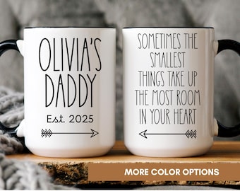 Personalized Dad Mug, First Time Dad Gift, Custom Daddy Coffee Cup With Kids Names, Pregnancy Reveal Mug, Fathers Day Birthday Gift For Him