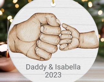 New Dad Gift from Baby, Daddy Fist Bump Ornament, Personalized New Dad Ornament from Wife, Husband Present