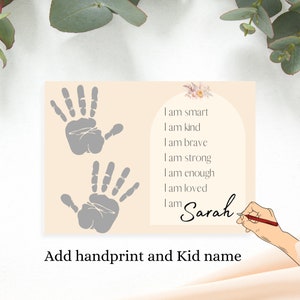 Affirmations for Kids, Handprint I am Kind Smart Loved, Inspirational Nursery Decor, Affirmations print, nursery decor, homeschool wall art
