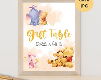 Gift Table Sign, Classic Winnie The Pooh, for Birthday Baby Shower Table Sign, Little Hunny Party Poster Decoration, DIGITAL Download 10x8