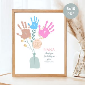 Nana Gift, Mothers day handprint print bouquet, Thank you for helping us grow, Boho Handprint, Wildflower Handprint, Floral Handprint