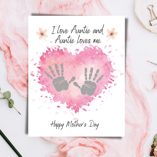 Gift for Aunt from Child, Gift from niece nephew, Handprint art for aunt, DIY auntie gift, aunt gift from baby, handprint art, mother's day