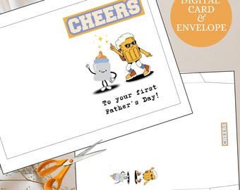 Cheers to Your First Fathers Day, 1st Fathers Day Gift For Husband, New Dad Gift, New Baby Card, Funny Daddy Card, Card for Daddy from Baby