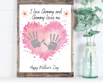 Grandma Mother’s Day Gift, Handprint Keepsake Card, gift for grandma, Toddler Craft from Kids, Grandma gift from grandkids, Printable Craft