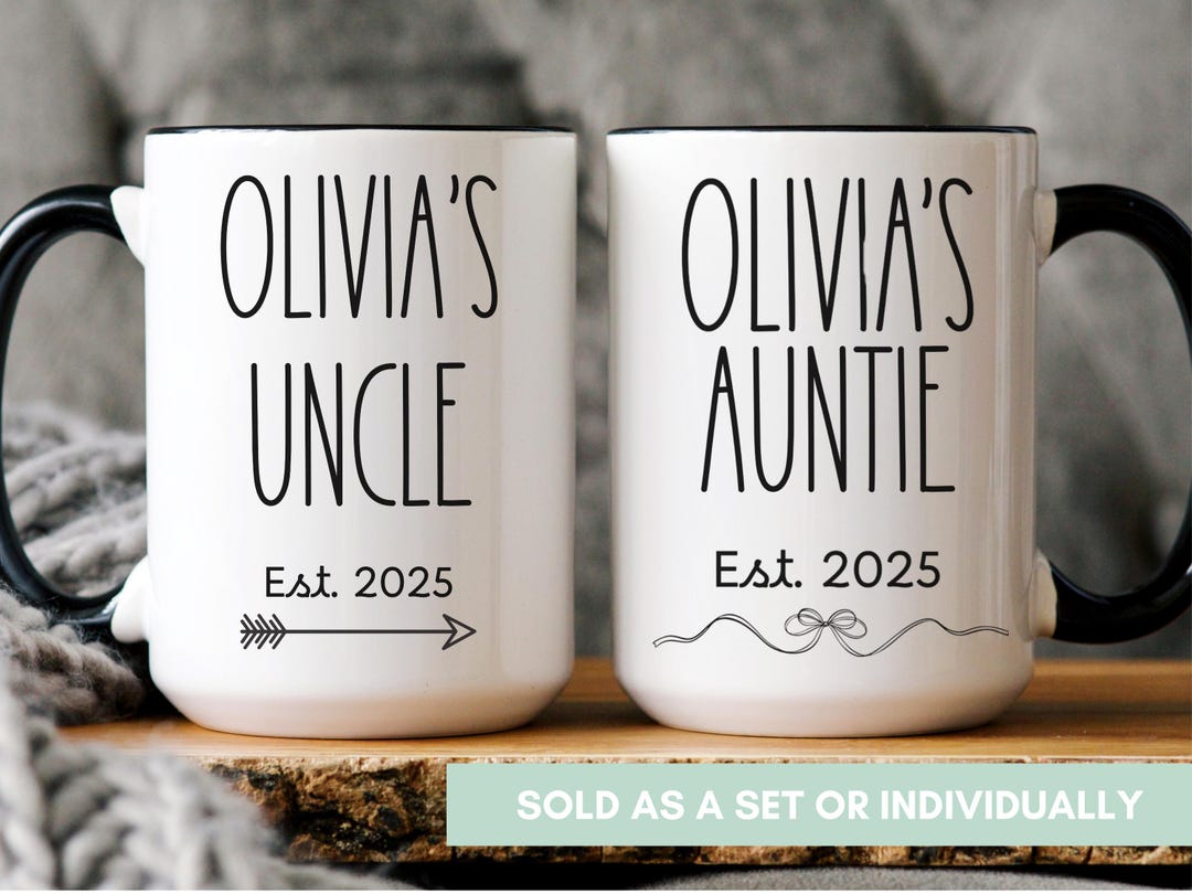 Custom Pregnancy Reveal Mug for New Aunt and Uncle Set, Pregnancy ...