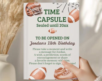 First Down Birthday Time Capsule Guestbook, Football 1st Down Birthday, First Birthday Party Message, Sports Boy Birthday Party Sign