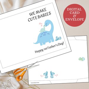 Dino, wir machen süße Babys Karte, lustige Vatertagskarte von Frau, glückliches Vatertagsgeschenk, Karte für Mann von Frau, erstes Vatertagsgeschenk
