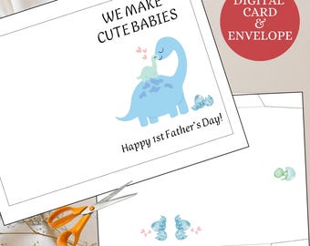 Dino, we maken schattige baby's kaart, grappige vaderdagkaart van vrouw, gelukkig vaderdagcadeau, kaart voor man van vrouw, eerste vaderdagcadeau