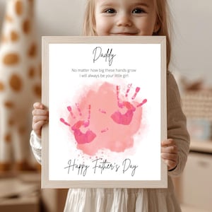 Hoe groot deze handen ook zijn, gift van de handafdruk van papa's kleine meisje, afdrukbare vaderdagkaart, papa, vader, cadeau van kinderen, handafdruk baby, doe-het-zelf