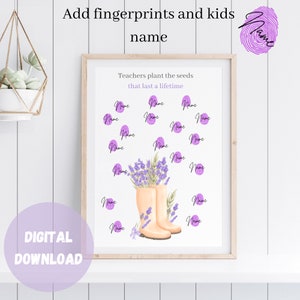 Teachers plant the seeds, End Of The Year Gift, Fingerprint Art Keepsake From Class, Teacher Appreciation Gifts, teacher thank you gift