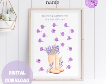 Teachers plant the seeds, End Of The Year Gift, Fingerprint Art Keepsake From Class, Teacher Appreciation Gifts, teacher thank you gift