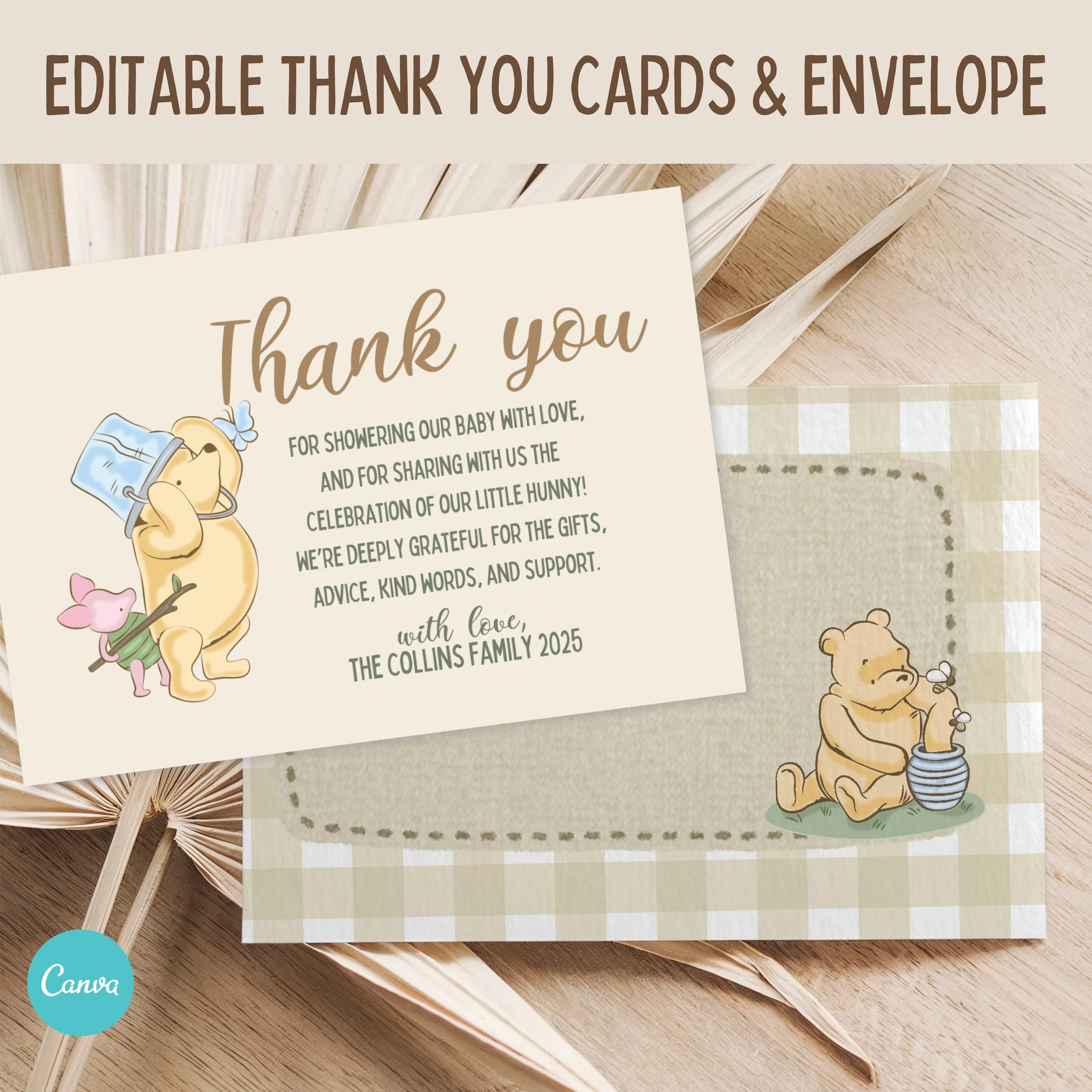 Winnie the Pooh Thank You Card - Etsy