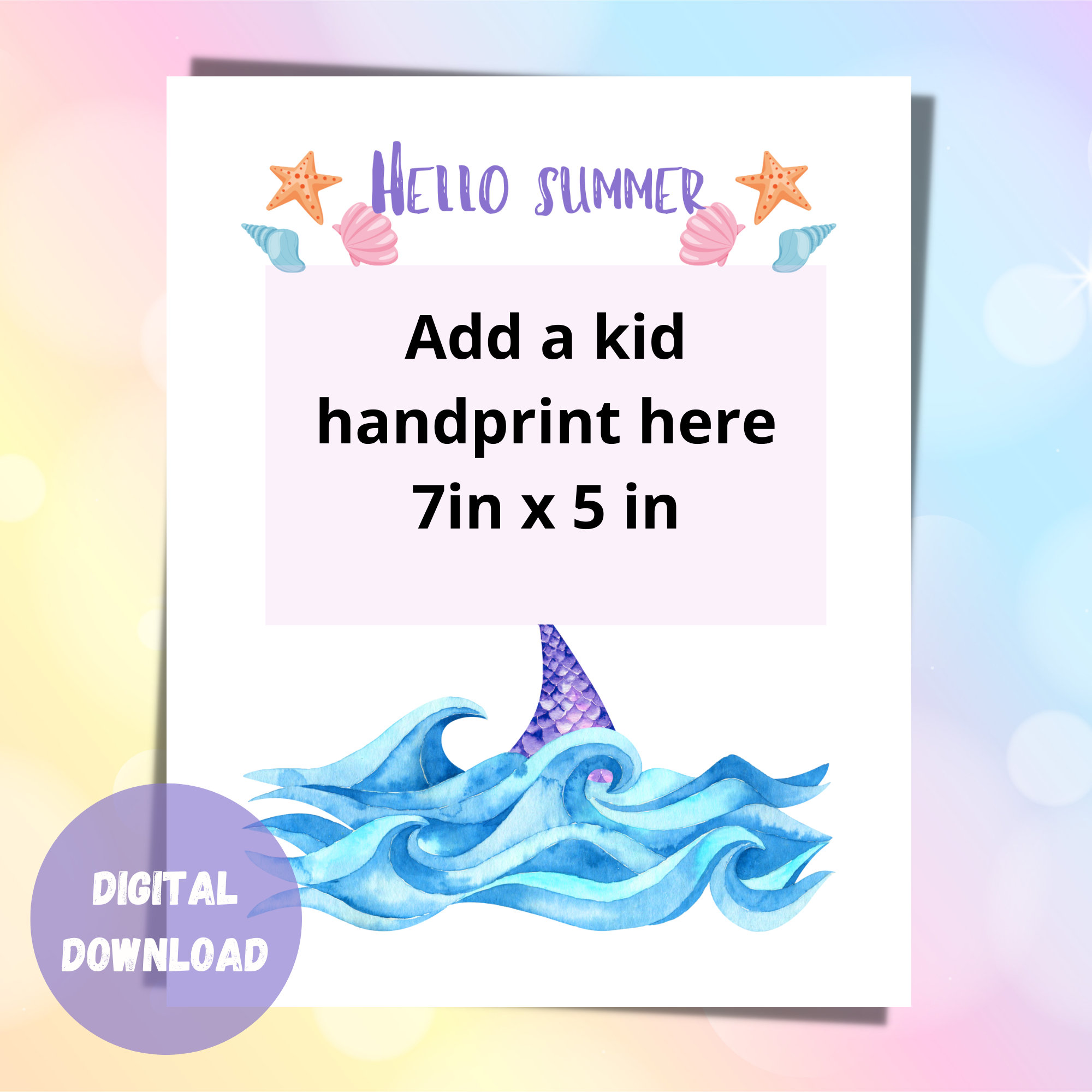 Mermaid Printable, Hello Summer DIY Craft, Mermaid Birthday Craft ...