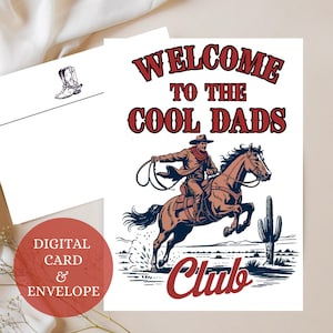 Coole Dad Club Vatertagskarte, 1. Vatertagsgeschenk für Ehemann, Cowboykarte, lustige Karte vom Sohn, Geschenk für neuen Vater, Ankündigung Babygeschenk