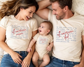 Patriotic Family Matching Shirt, All American Mama Dad Tee, USA 250th Anniversary (1776-2026) Born to be Free