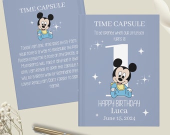 Baby Mickey Mouse 1st Birthday Guestbook, Boy Time Capsule book, Good wishes for Little boy, First Boy birthday decor