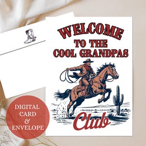 Carte club grand-père cool, 1er cadeau fête des pères pour grand-père, carte de cow-boy, carte de cow-boy drôle, cadeau pour nouveau grand-père, faire-part de bébé